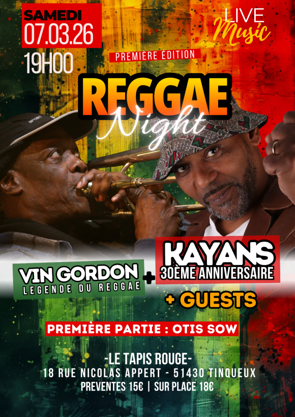 REGGAE NIGHT #1 : Concert Vin Gordon + KAYANS