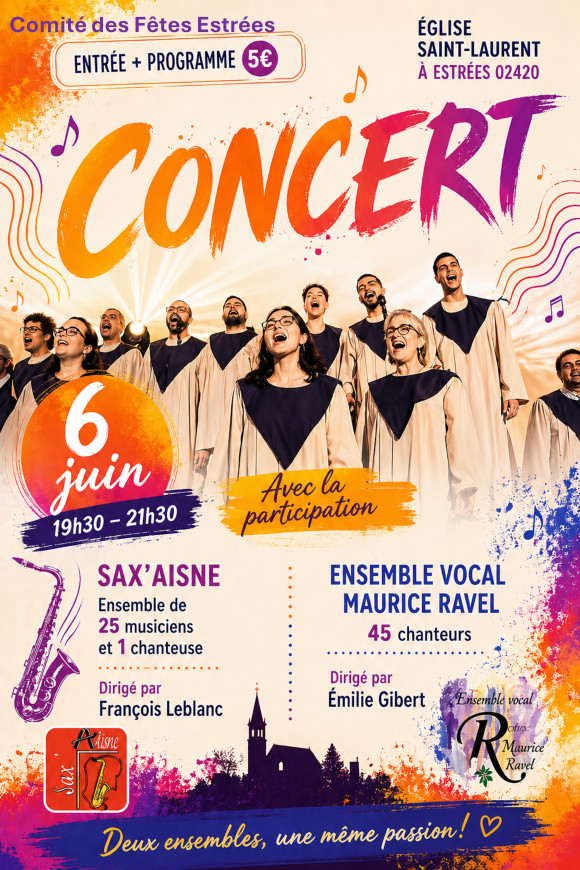 Concert Ensemble instrumental SAX'AISNE et Ensemble Vocal Maurice Ravel