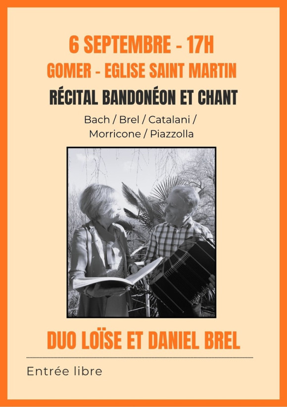 R&eacute;cital bandon&eacute;on et voix : Duo Lo&iuml;se et Daniel BREL