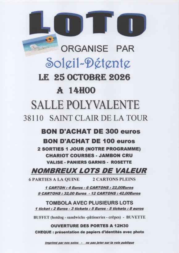 loto gastronomique de Soleil Détente